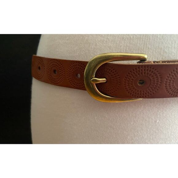 FOSSIL Boho Embossed Brown Leather Belt sz XL - Picture 2 of 10